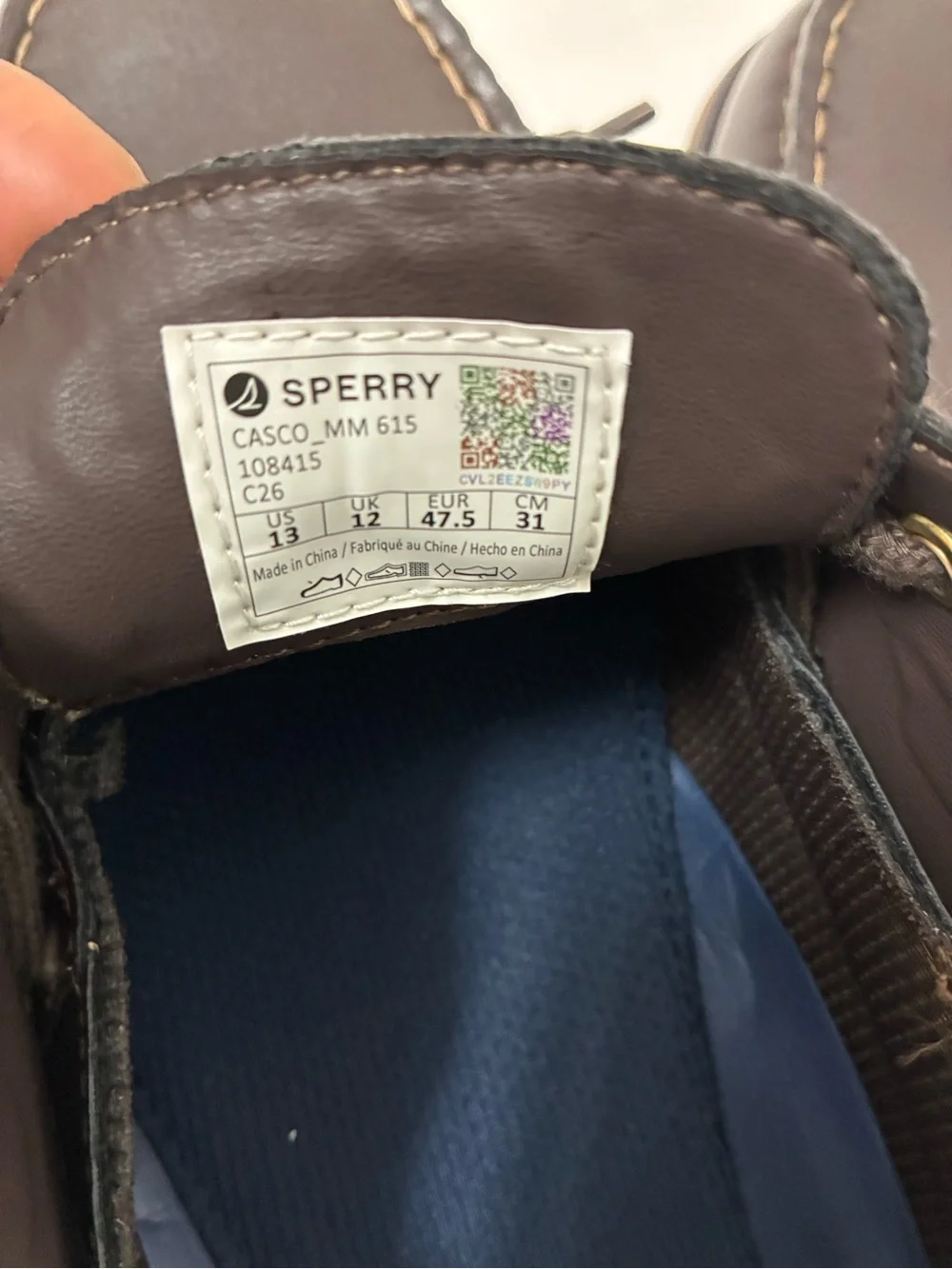 Sperry Men's Dark Brown Leather Lace-Up Boat Shoes Size 13